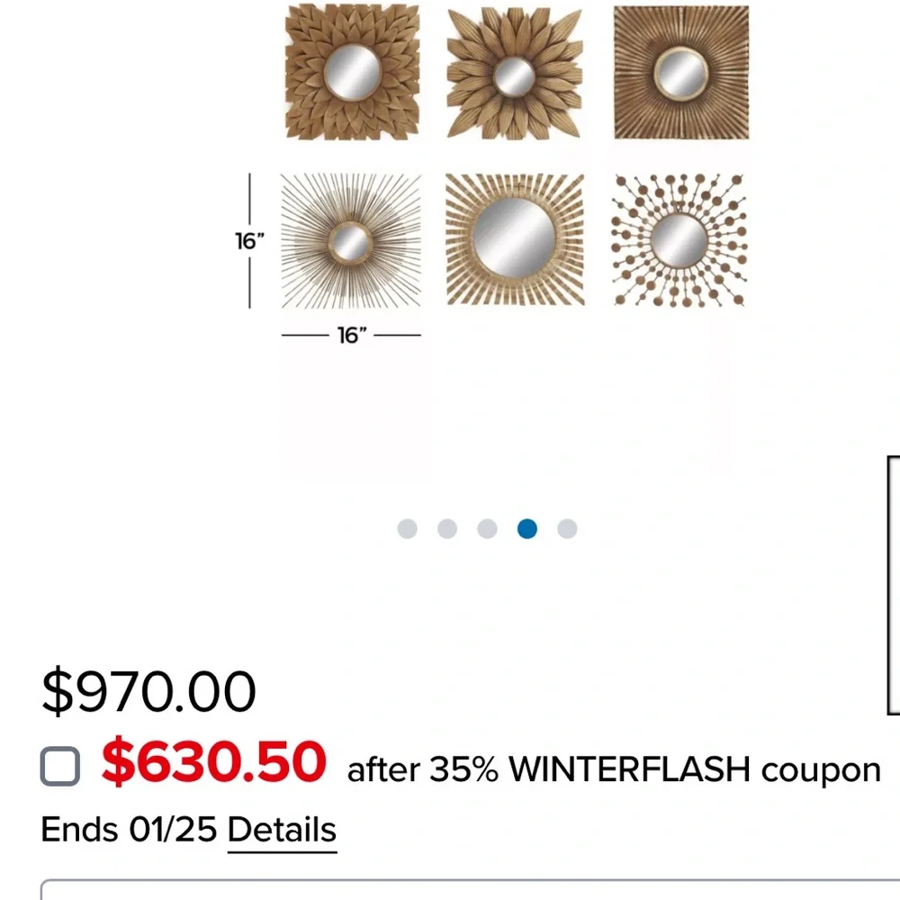 Elegant Gold Sunburst Mirror Set